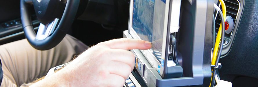 First responder inside a vehicle using a touch screen