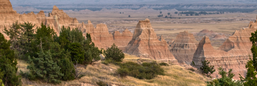 Scenic view of Badlands National Park in South Dakota