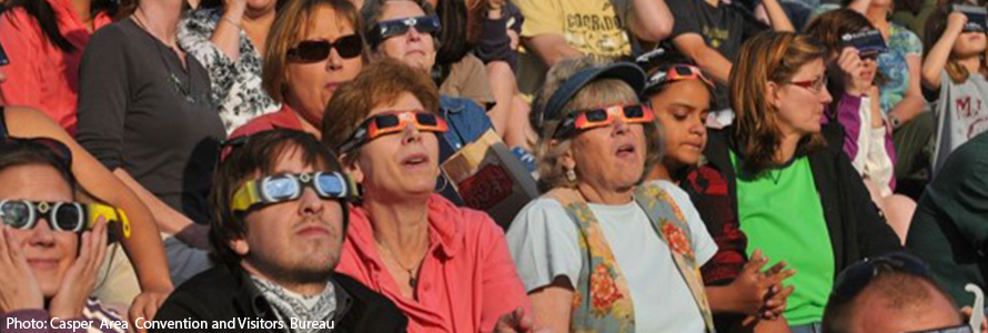 Visitors to Casper, Wyoming watch a solar eclipse