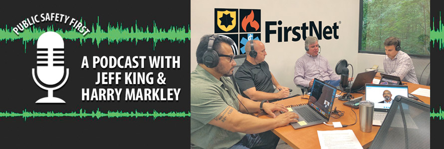  Dave Buchanan chats with First Responder Network Authority’s Harry Markley, Senior Law Enforcement Official, and Jeff King, Senior Director of Field Operations