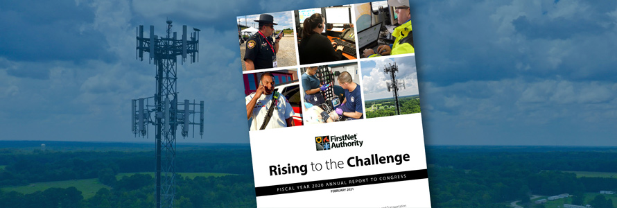 Annual Report to Congress publication cover; Cell phone tower