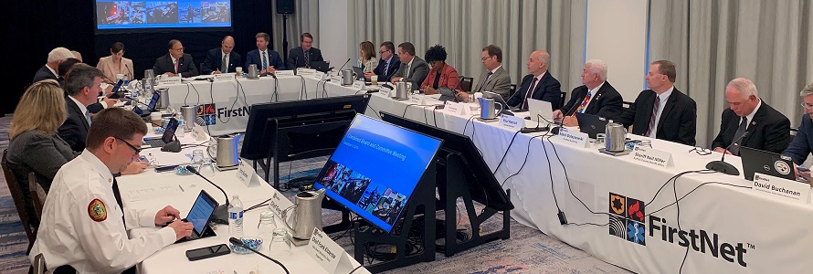 FirstNet Authority Board members sitting around a table during a Board meeting