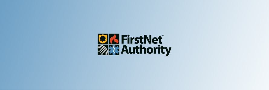 FirstNet Authority logo on blue backdrop