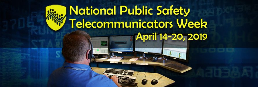 During National Public Safety Telecommunicators Week, we celebrate our nation’s 9-1-1 telecommunicators and dispatchers and the important work they do. Image shows a man sitting in front of four computer monitors showing 9-1-1 information.