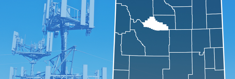 Map of Wyoming showing county lines with Hot Springs County highlighted, FirstNet enabled purpose-built FirstNet cell site.  