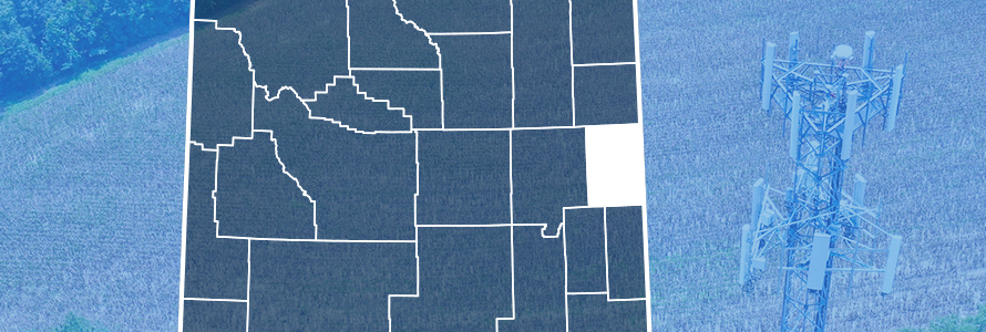 Map of Wyoming showing county lines with Niobrara County highlighted, purpose-built FirstNet cell site