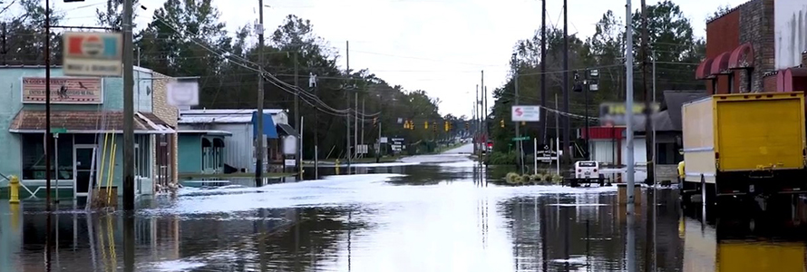 Flooding in a street due to Hurricane Florence