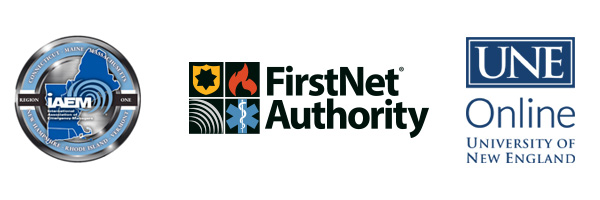 IAEM, FirstNet Authority, University of New England logos