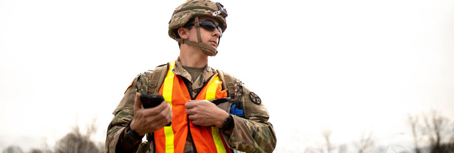 TN National Guard soldier with smart device 