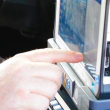 First responder inside a vehicle using a touch screen