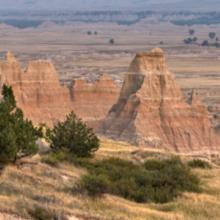 Scenic view of Badlands National Park in South Dakota