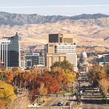 Aerial view of Boise, Idaho skyline