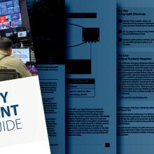 Emergency Management Resource Guide “Emergency Management Resource Guide, September 2023” Cover of the Guide with public safety officials in front of workstations and screens and a SatCOLT with officials in a snowy backdrop. Greyed out pages of guide