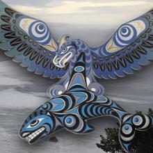 Artwork of Thunderbird and Whale designed for the exercise; coast of the Pacific Ocean in northern California. Artwork of Thunderbird and Whale designed for the exercise; coast of the Pacific Ocean in northern California.