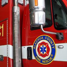 Alachua County Fire Rescue truck parked inside fire station Alachua County Fire Rescue truck parked inside fire station