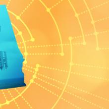 The silhouette of the State of Alabama revealing a cell tower inside; radiating connectivity illustration The silhouette of the State of Alabama revealing a cell tower inside; radiating connectivity illustration