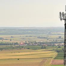 "Expanding rural broadband coverage through FirstNet;" A cell tower located in a rural farm town