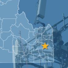 The state of Idaho, with outlined county borders and star locating Ziegler Mountain, Idaho; a cell tower. The state of Idaho, with outlined county borders and star locating Ziegler Mountain, Idaho; a cell tower.