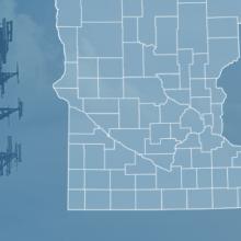 The state of Minnesota, with outlined county borders and a star locating Lewiston, Minnesota; a cell tower. The state of Minnesota, with outlined county borders and a star locating Lewiston, Minnesota; a cell tower.