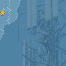 State of Vermont with counties outlined; stars locating Sheffield, Huntington and Mendon, a cell tower State of Vermont with counties outlined; stars locating Sheffield, Huntington and Mendon, a cell tower