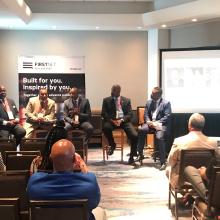 Harry Markley sits with a panel of speakers at the 2018 National Organization of Black Law Enforcement Executives (NOBLE) Annual Conference in Hollywood, Florida