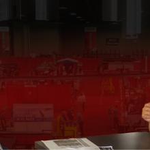 FirstNet Authority Senior Public Safety Advisor Gary McCarraher sits at table across from Chief Charles Doody of the Canton Fire Department in Massachusetts. FirstNet Authority Senior Public Safety Advisor Gary McCarraher sits at table across from Chief Charles Doody of the Canton Fire Department in Massachusetts.