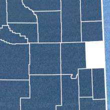 Map of Wyoming showing county lines with Niobrara County highlighted, purpose-built FirstNet cell site