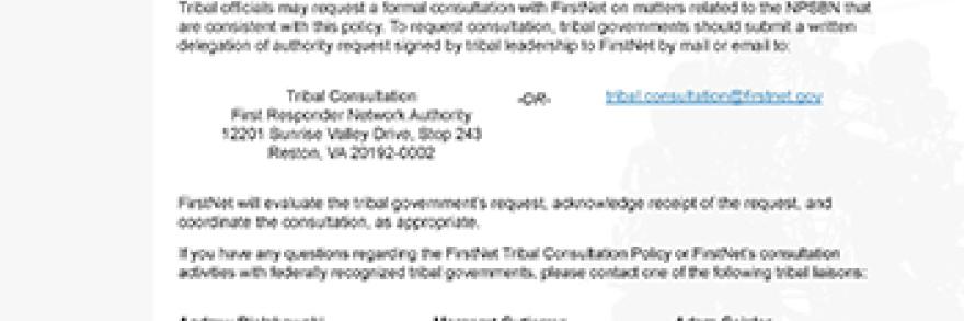 Cover of Consultation Letter to Tribal Leaders