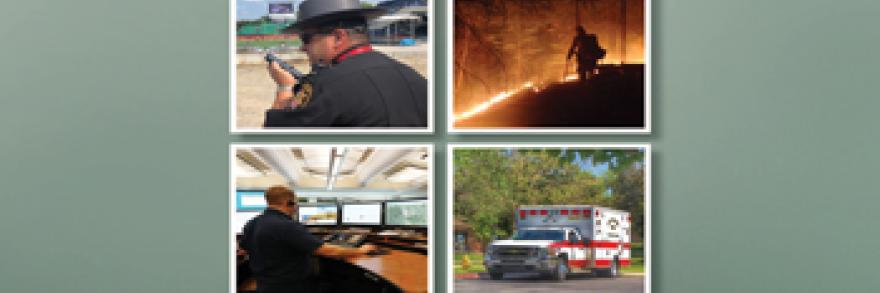 Four graphics representing first responders 