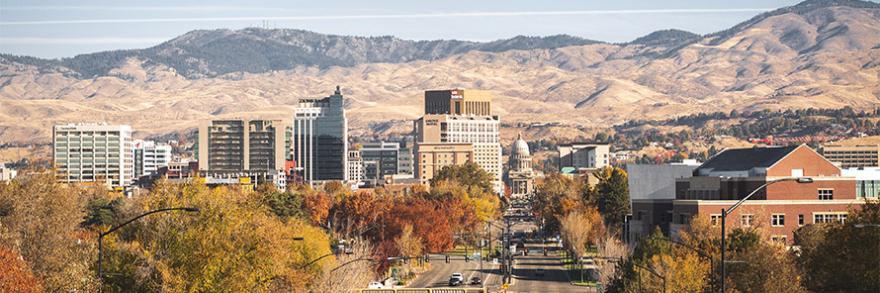 Aerial view of Boise, Idaho skyline