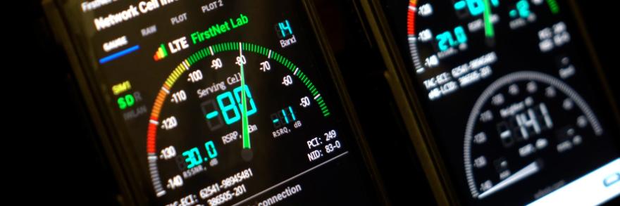 Two FirstNet smartphones measuring FirstNet connectivity speeds