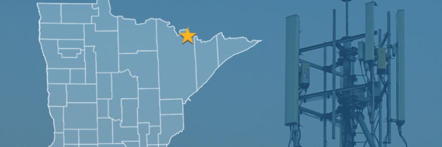Cell Tower; the state of Minnesota highlighting the Echo Trail in St. Louis County; a cell tower