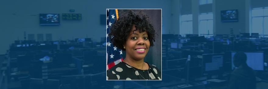 Karima Holmes headshot; Emergency communication center