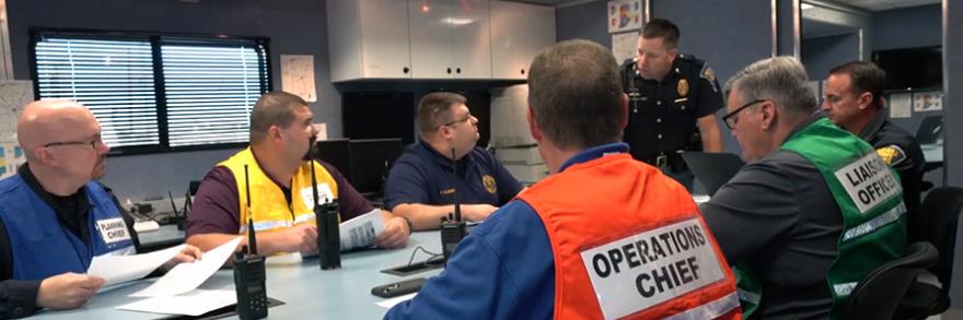 Emergency management personnel using FirstNet –enabled phone. 