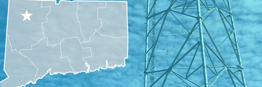 County map of Connecticut, cell tower 