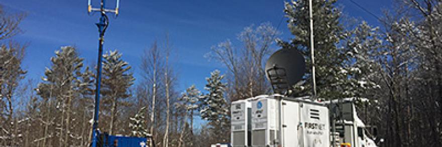 AT&T’s Satellite Cellsite on Light Truck (right) deployed next to the state’s Site on Wheels trailer (left) at the 2019 American Birkebeiner. Submitted photo