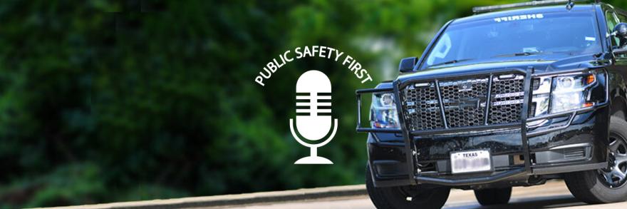 Public Safety First podcast icon; Kleberg County Sheriff’s Office vehicle 