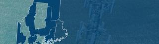The State of Maine, with outlined county borders; a cell tower.