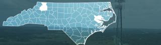 County map of North Carolina, cell tower