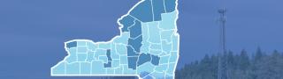 State map of New York, cell tower