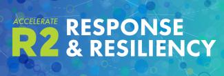 Graphic with connected dots and title of the Accelerate R2 Response and Resiliency program