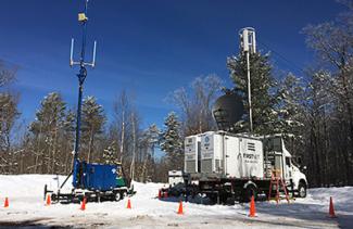 AT&T’s Satellite Cellsite on Light Truck (right) deployed next to the state’s Site on Wheels trailer (left) at the 2019 American Birkebeiner. Submitted photo