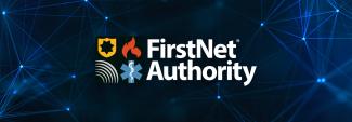 Interconnected blue network pattern, FirstNet Authority logo