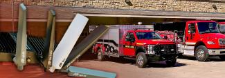  High Power User Equipment; Two Shawnee County Fire District #4 response vehicles parked in front of the firehouse. 