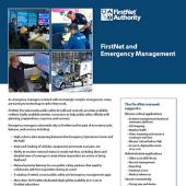 FirstNet and Emergency Management Fact Sheet with  4 photos of First Responders 