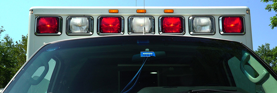 Ambulance windshield and emergency lights